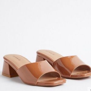 Size 13 Tan and black Mules with block heel Torrid